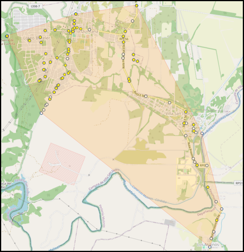 Área de cobertura de la experiencia